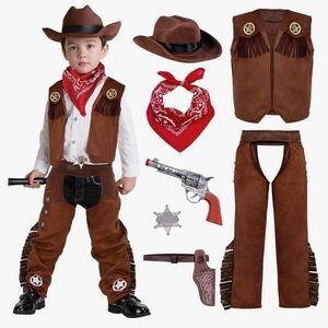 NEW Boys Small 5-7 Cowboy Halloween Cosplay‎ Complete Western Costume